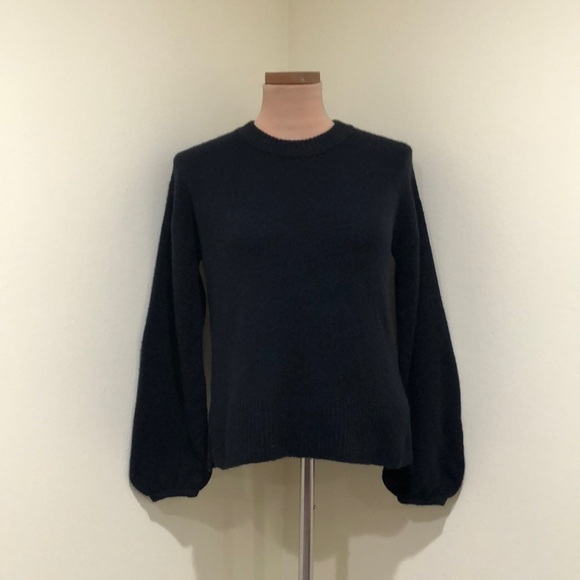 Madewell Payton Sweater Size XXS Black Coziest Yarn Lantern Puff Sleeve Pullover - Picture 2 of 10